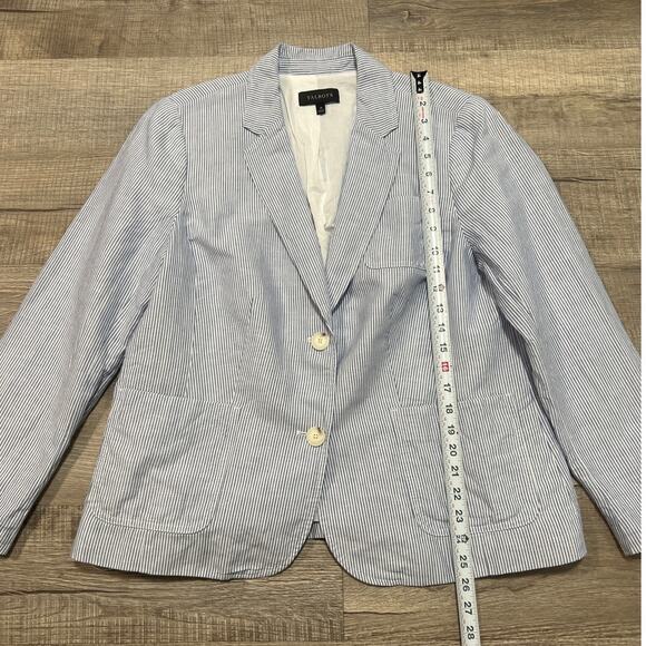 Talbots Size 16 Linen Cotton Blend Blazer Jacket Striped Professional Work Top - Picture 5 of 8